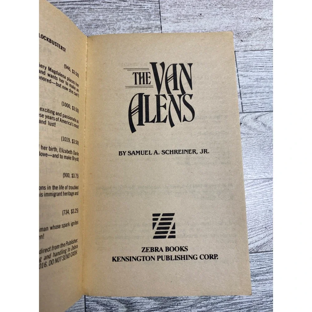Van Alens Historical‎ Romance Paperback Book Samuel A Schreiner Zebra Books 1981